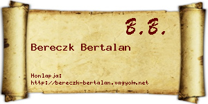 Bereczk Bertalan névjegykártya
